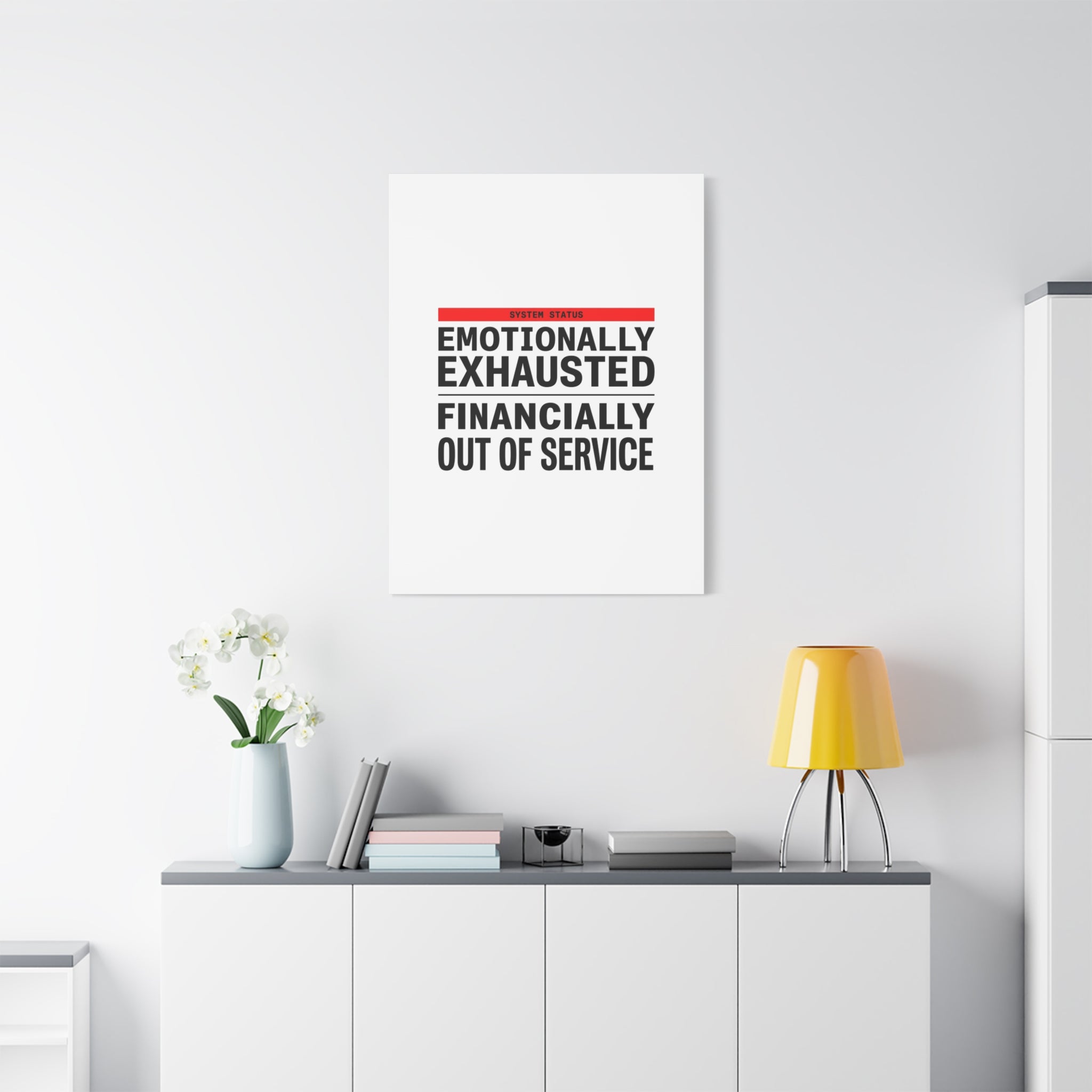 Emotionally Exhausted Financially Out of Service Canvas | cost of living crisis, receipt aesthetic