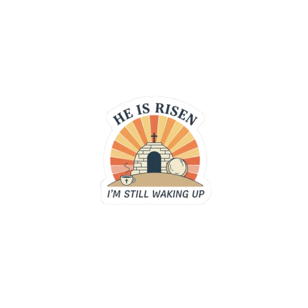 He Is Risen Sticker | Playful Christian Easter, Sunrise Vintage Kiss-Cut
