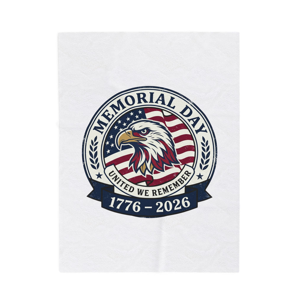 Memorial Day 1776–2026 USA 250 Velveteen Plush Blanket | vintage distressed patriotic