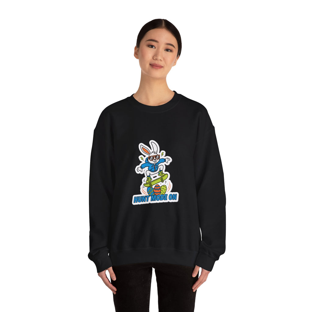 Egg Hunter Skate Bunny Sweatshirt | boys Easter shirt, dinosaur egg, camo Easter