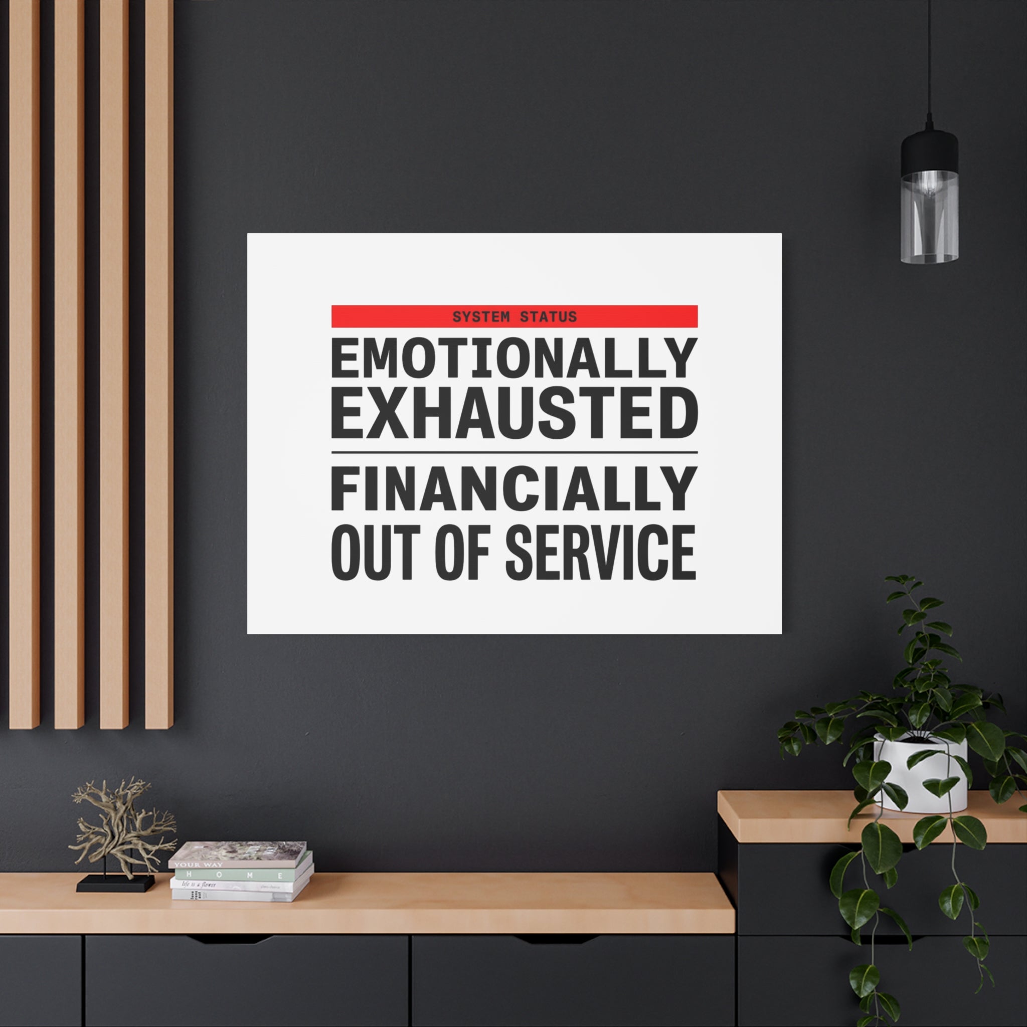 Emotionally Exhausted Financially Out of Service Canvas | cost of living crisis, receipt aesthetic