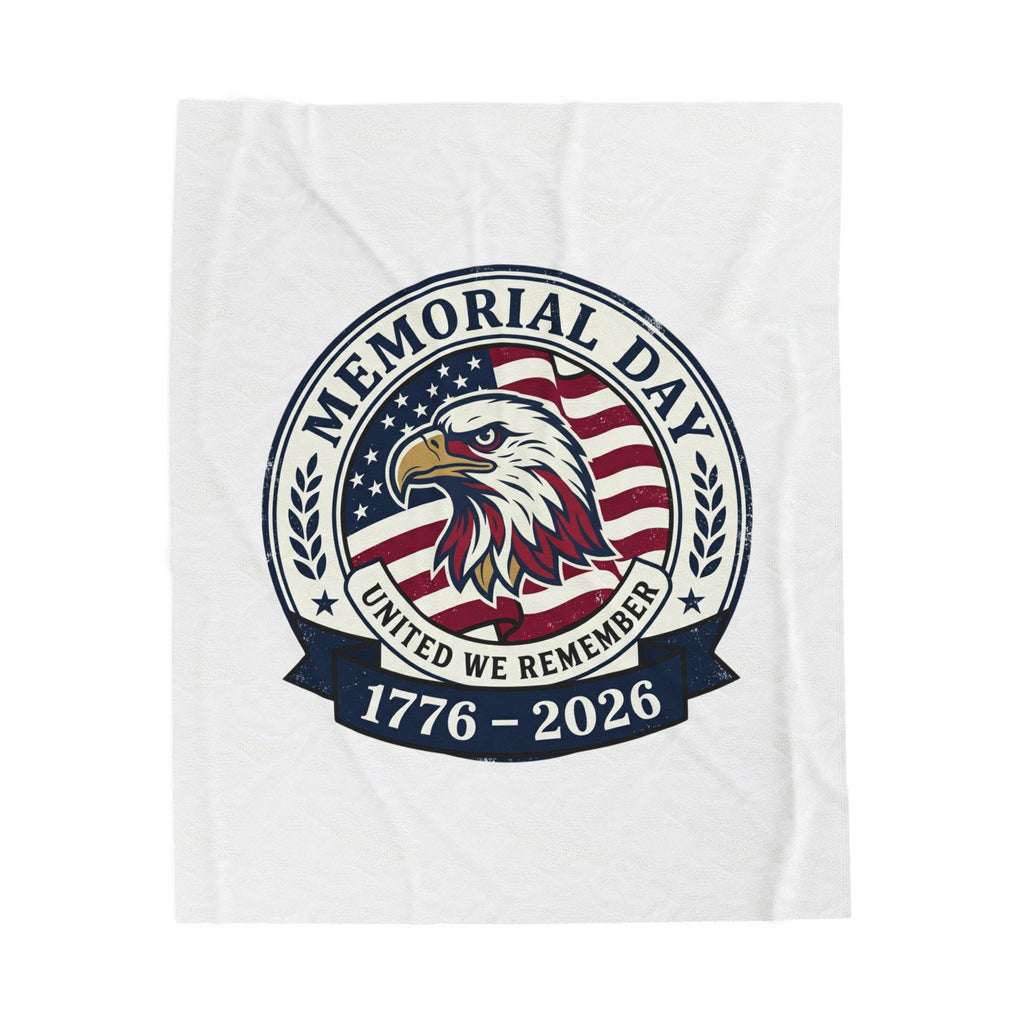 Memorial Day 1776–2026 USA 250 Velveteen Plush Blanket | vintage distressed patriotic