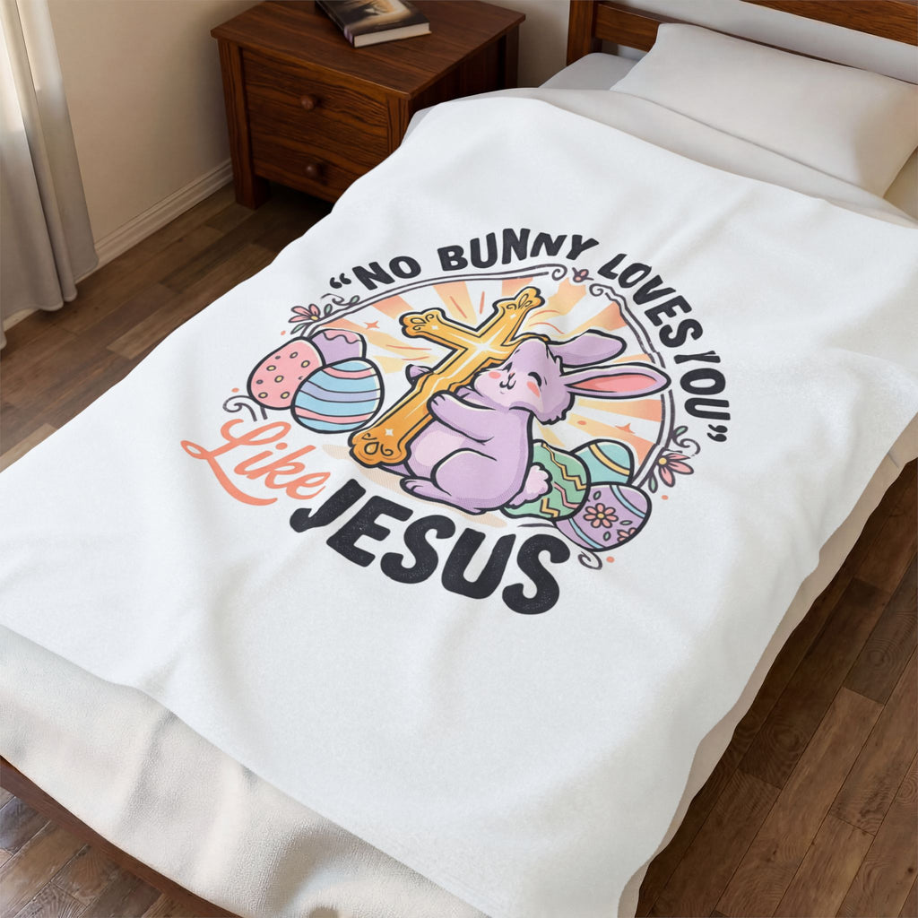 No Bunny Loves You Like Jesus Plush Blanket | Easter Christian, Pastel Retro