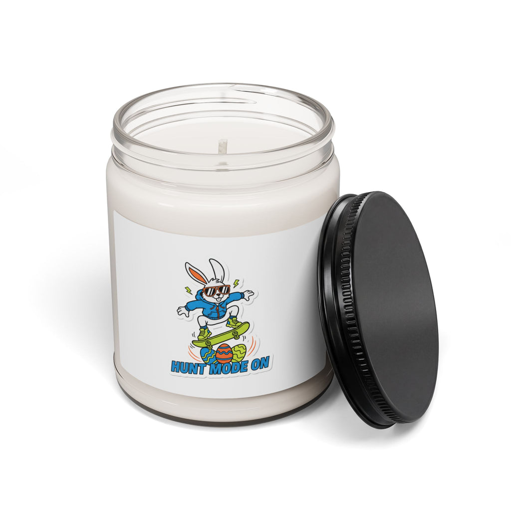 Egg Hunter Bunny Graphic Candle | Bold Kids Easter, Dino Egg Camo Vibe