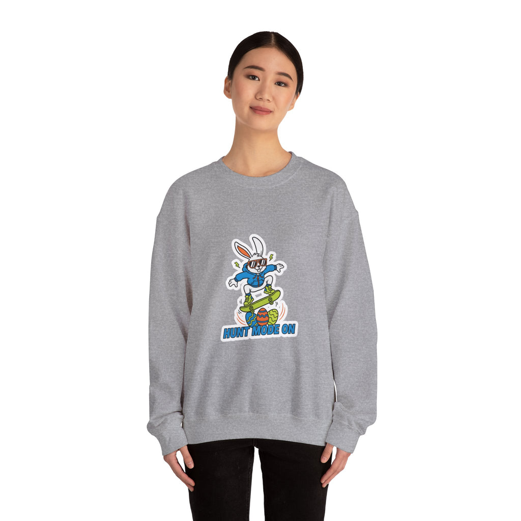 Egg Hunter Skate Bunny Sweatshirt | boys Easter shirt, dinosaur egg, camo Easter