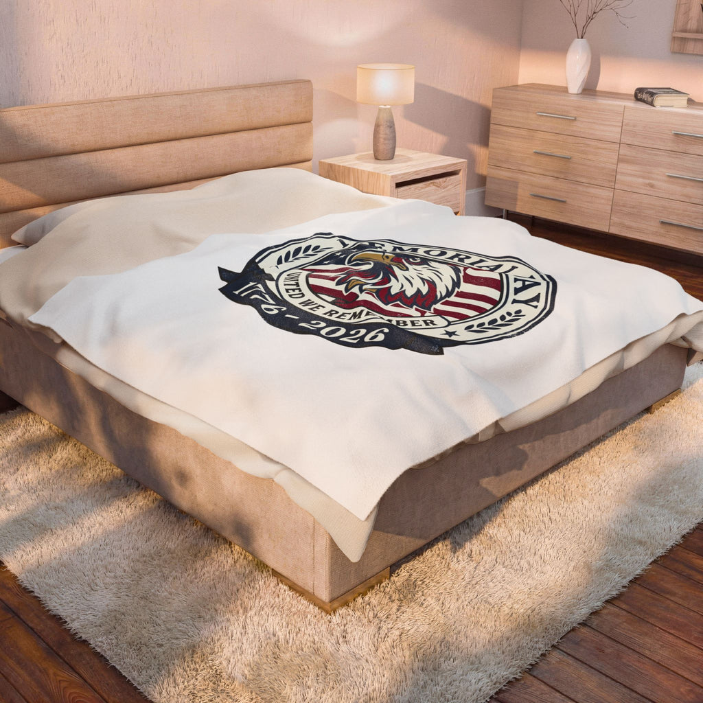 Memorial Day 1776–2026 USA 250 Velveteen Plush Blanket | vintage distressed patriotic