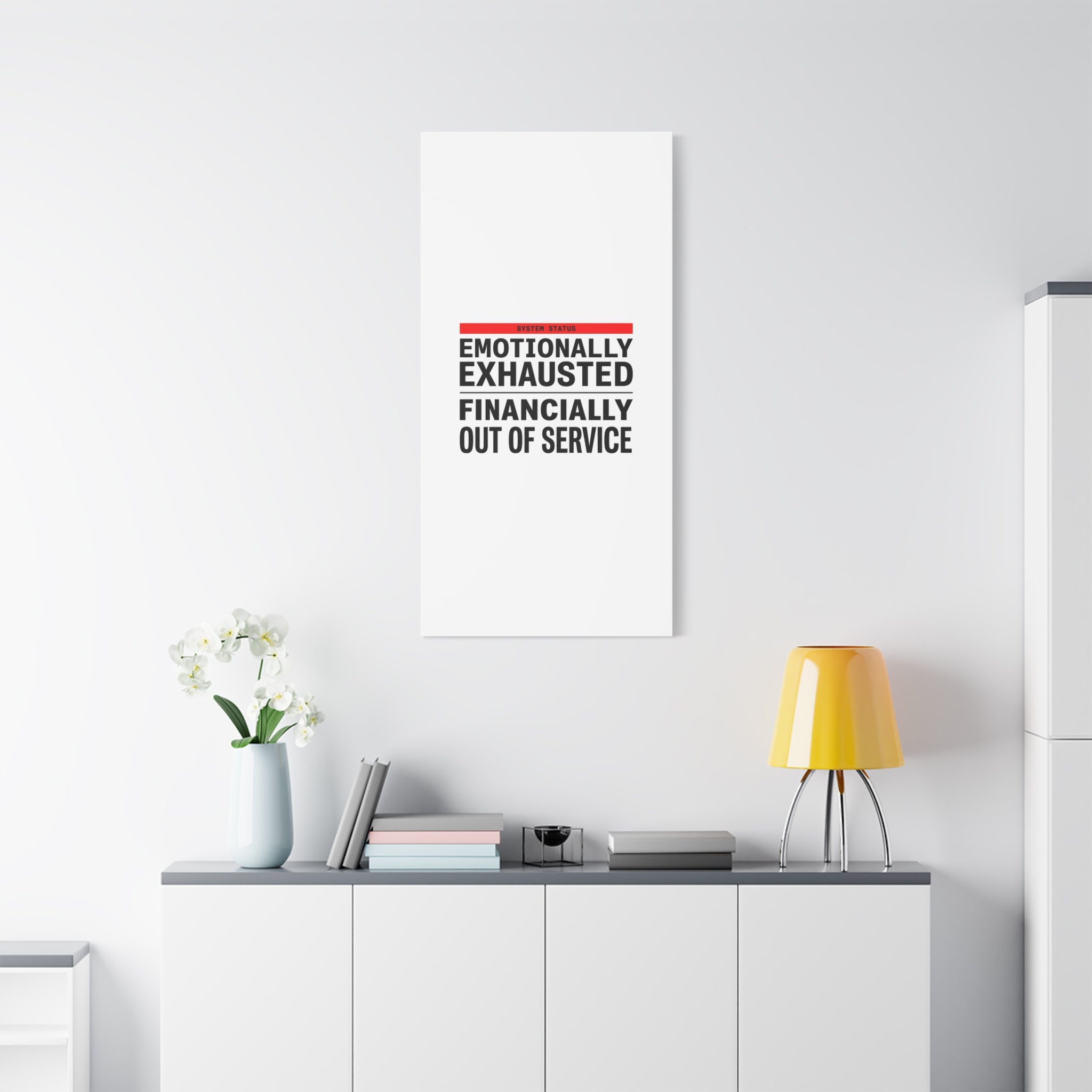 Emotionally Exhausted Financially Out of Service Canvas | cost of living crisis, receipt aesthetic