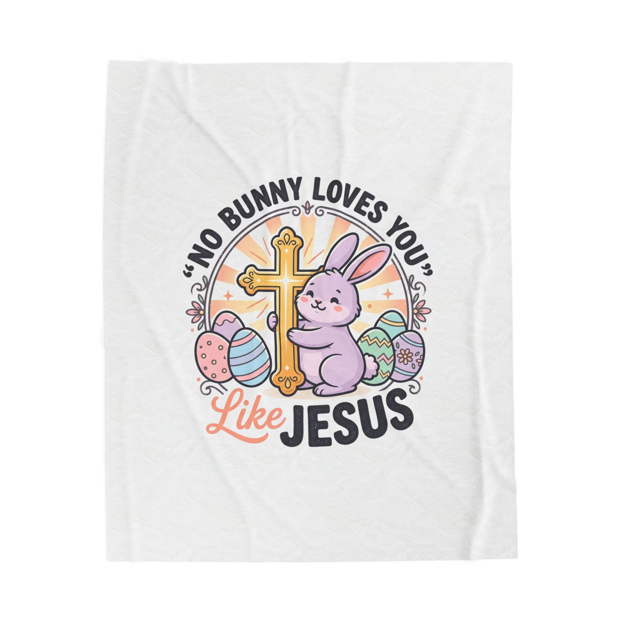 No Bunny Loves You Like Jesus Plush Blanket | Easter Christian, Pastel Retro