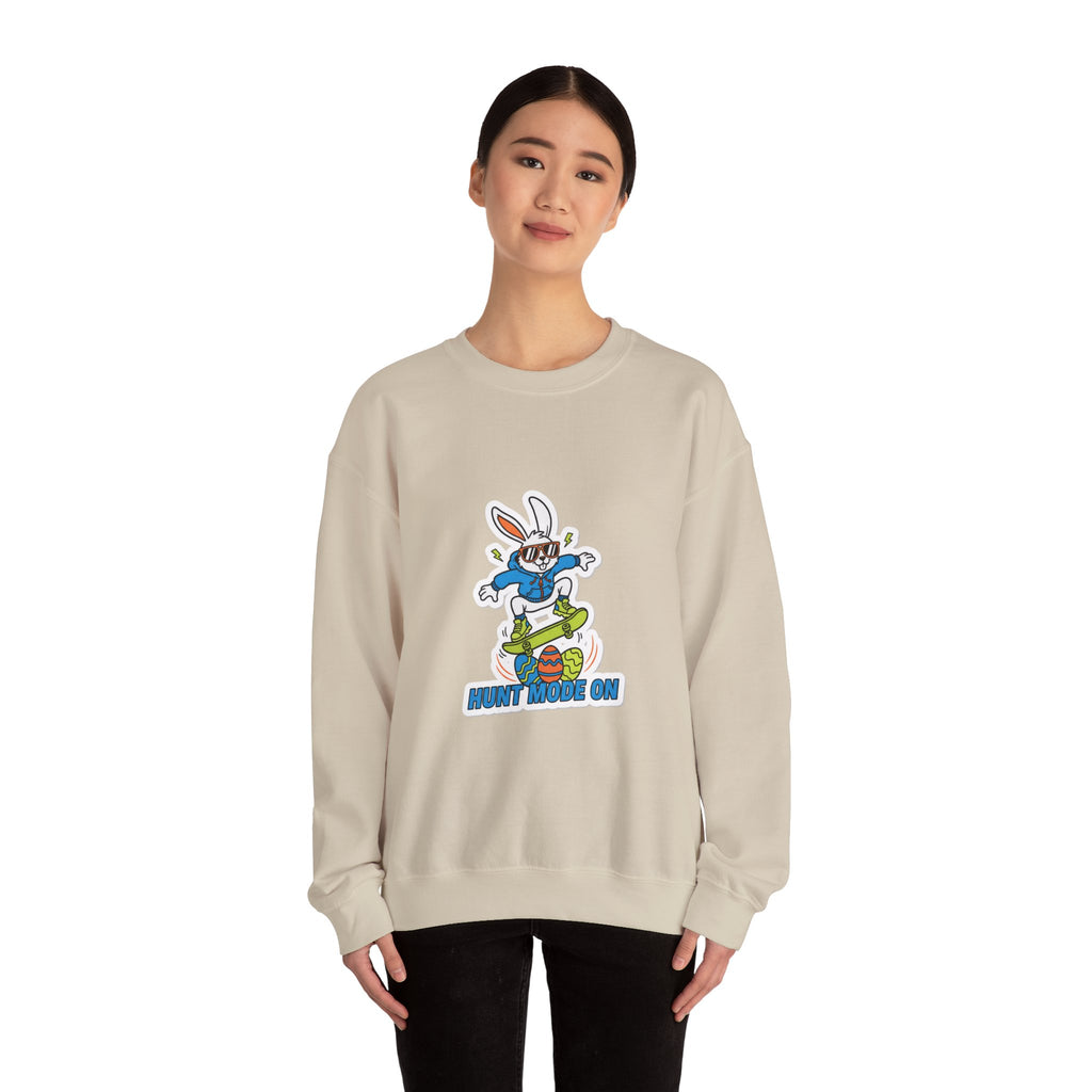 Egg Hunter Skate Bunny Sweatshirt | boys Easter shirt, dinosaur egg, camo Easter