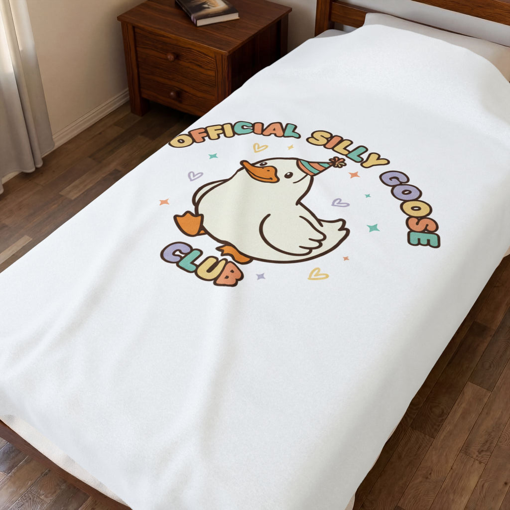 Official Silly Goose Club Velveteen Blanket | wholesome meme, cute animal pun