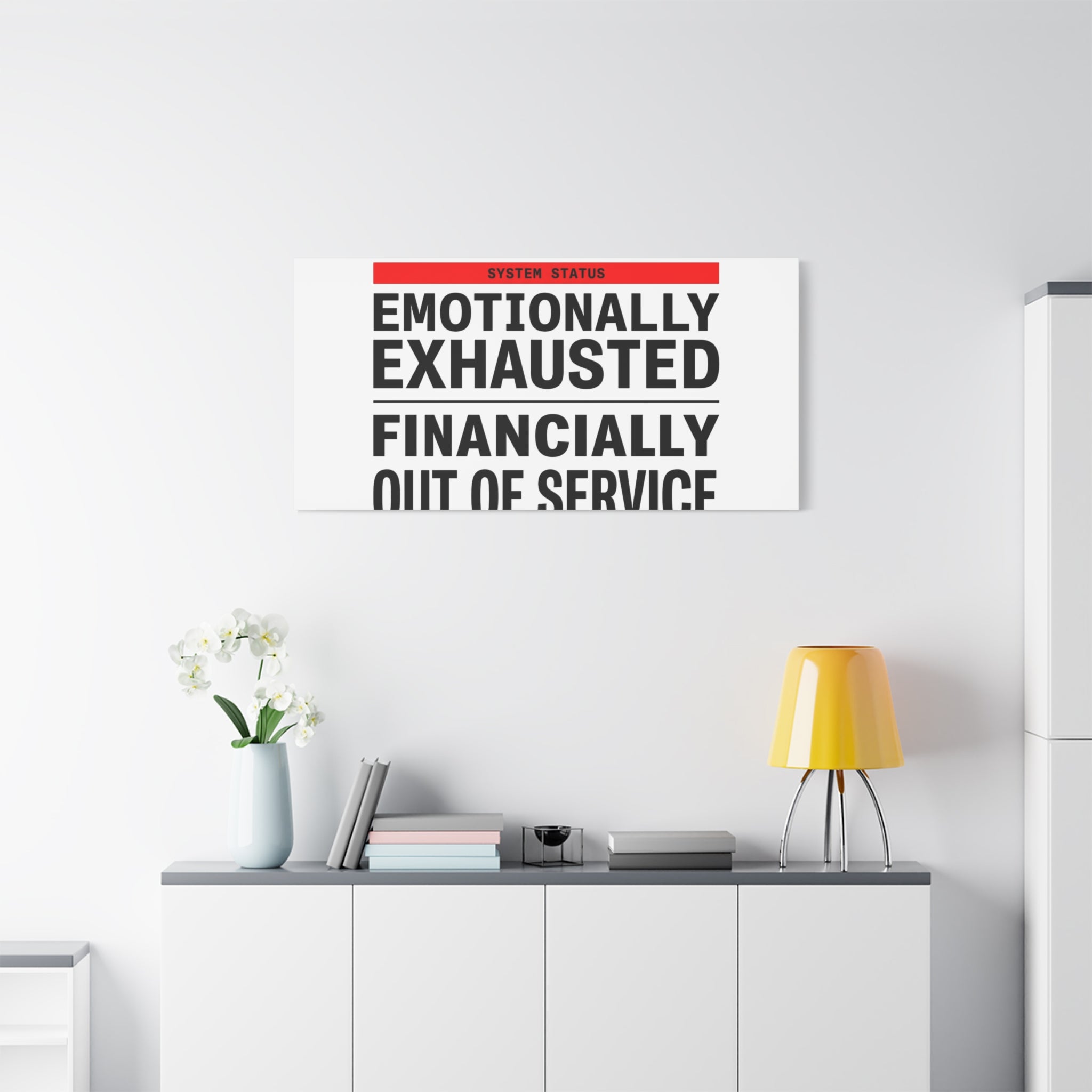 Emotionally Exhausted Financially Out of Service Canvas | cost of living crisis, receipt aesthetic