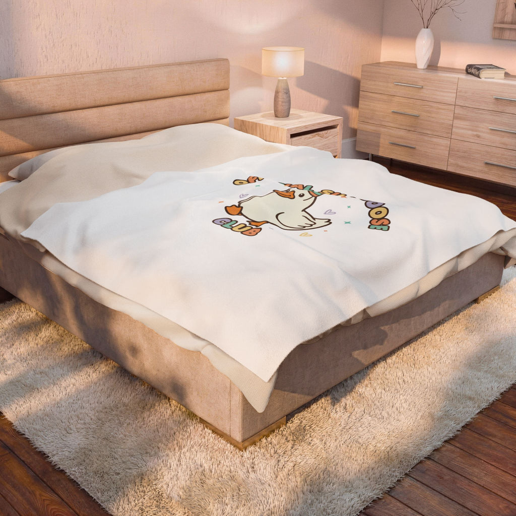 Official Silly Goose Club Velveteen Blanket | wholesome meme, cute animal pun