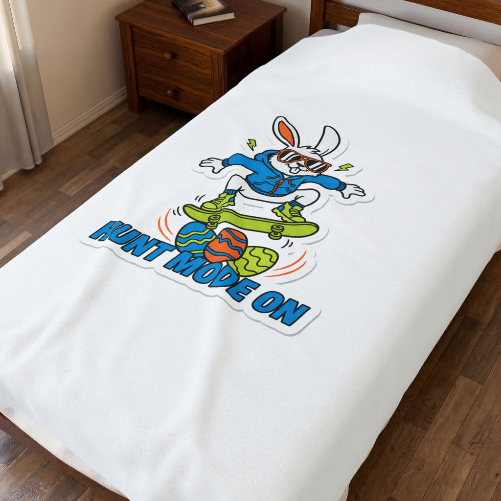 Hunt Mode On Bunny Skateboard Blanket | Boys Easter, Egg Hunter Graphic