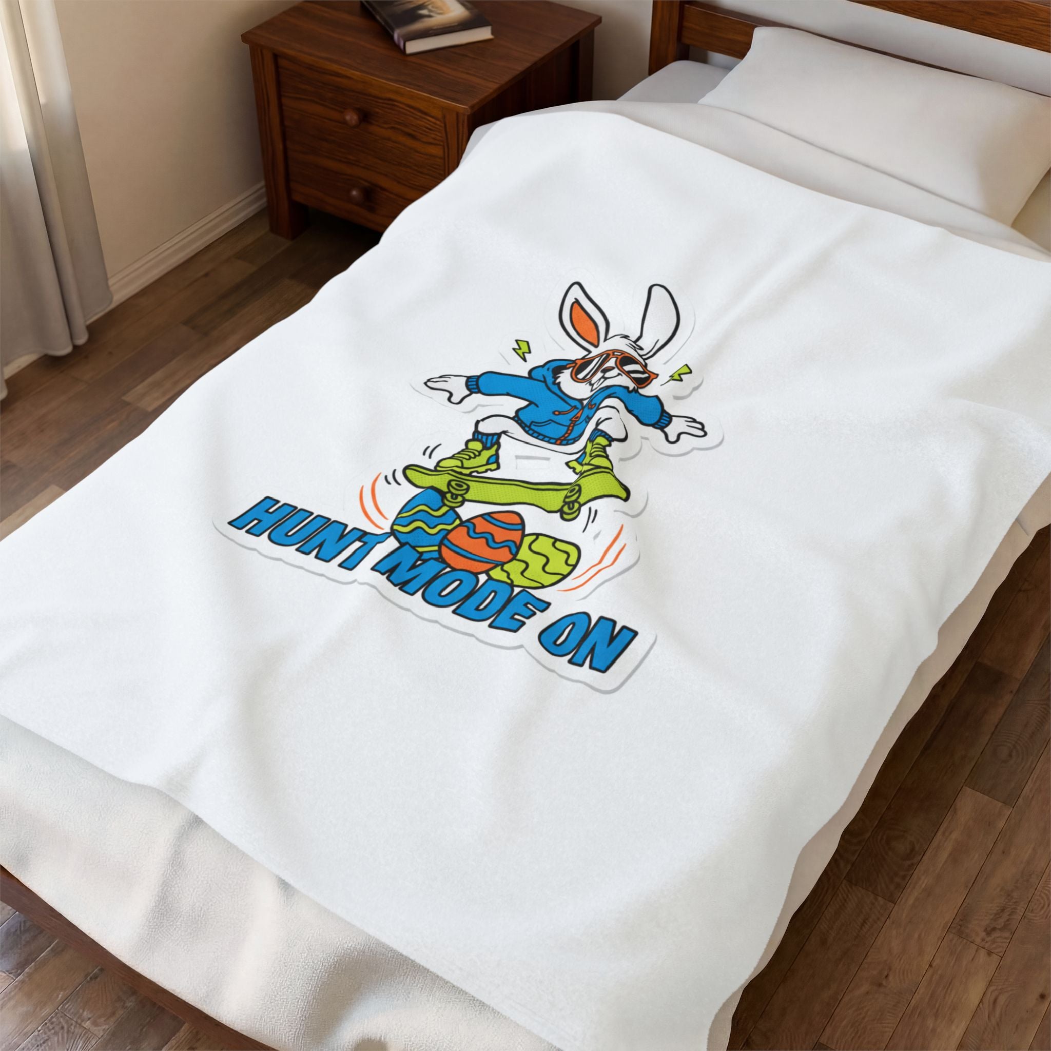 Hunt Mode On Bunny Skateboard Blanket | Boys Easter, Egg Hunter Graphic