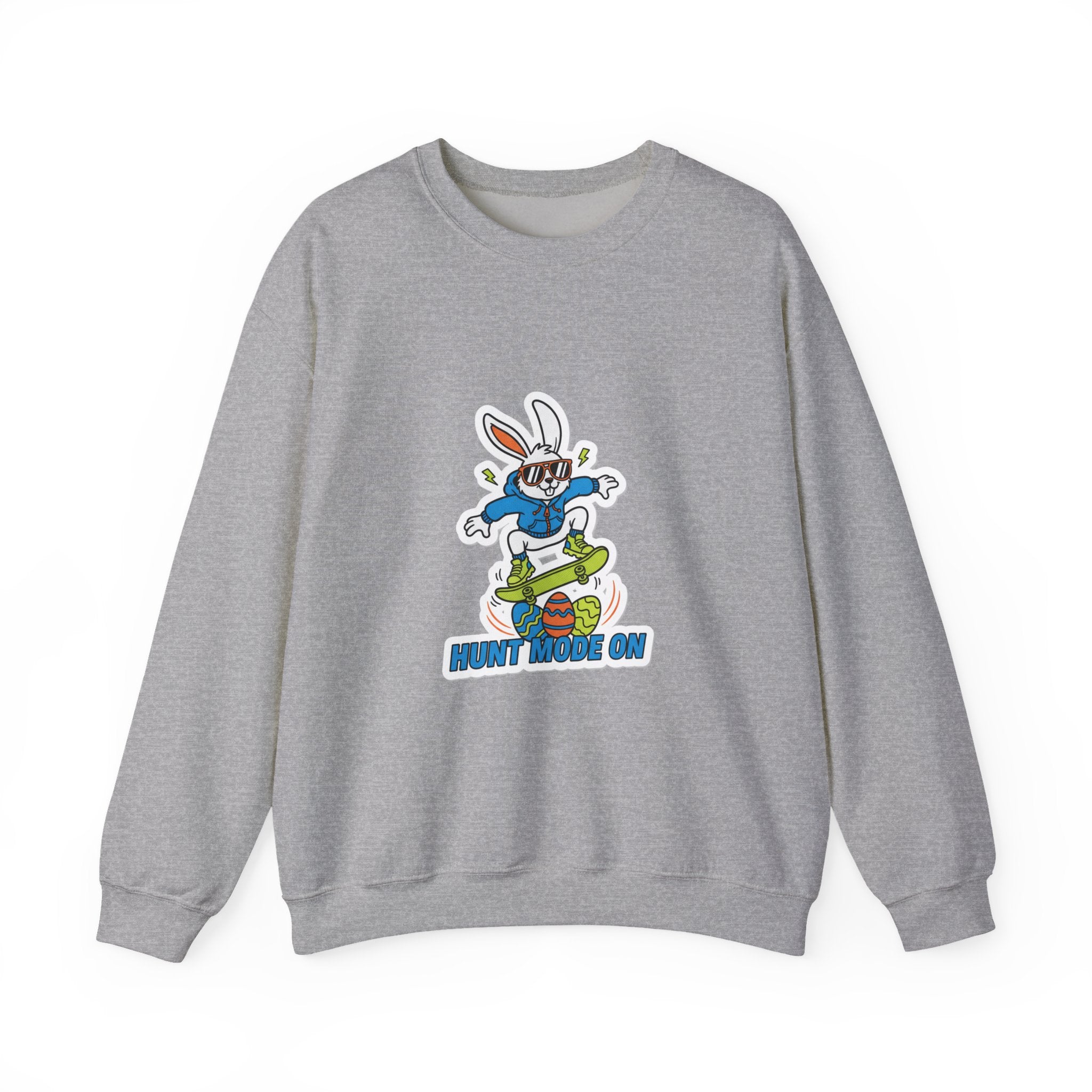Egg Hunter Skate Bunny Sweatshirt | boys Easter shirt, dinosaur egg, camo Easter