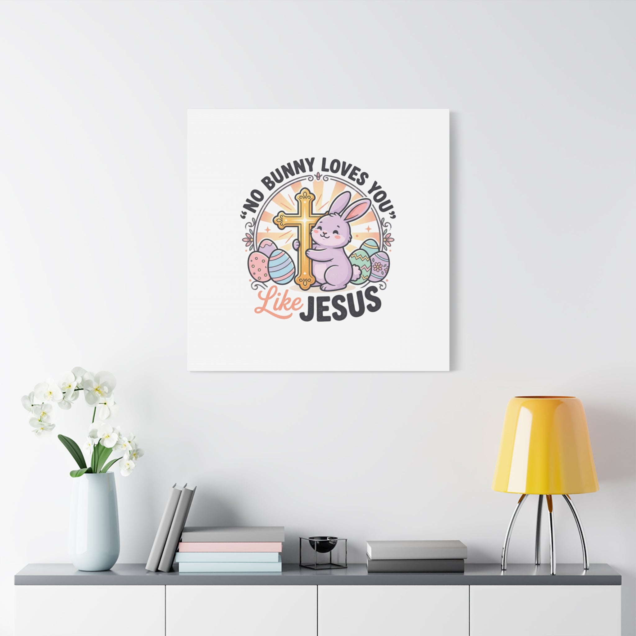 No Bunny Loves You Like Jesus Canvas | Easter Christian, Church Humor, Pastel Retro