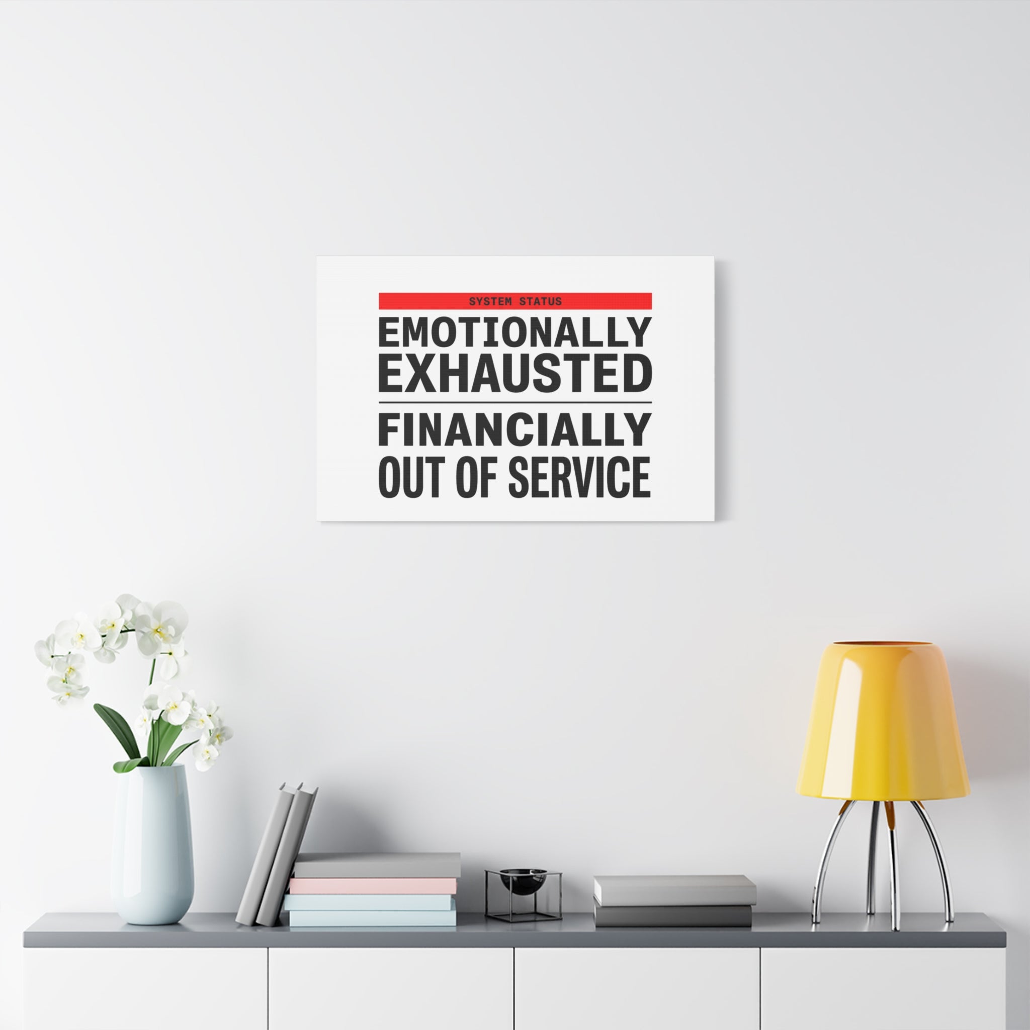 Emotionally Exhausted Financially Out of Service Canvas | cost of living crisis, receipt aesthetic