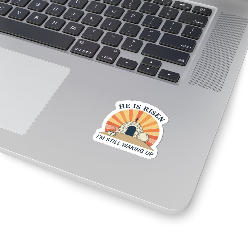 He Is Risen Sticker | Playful Christian Easter, Sunrise Vintage Kiss-Cut