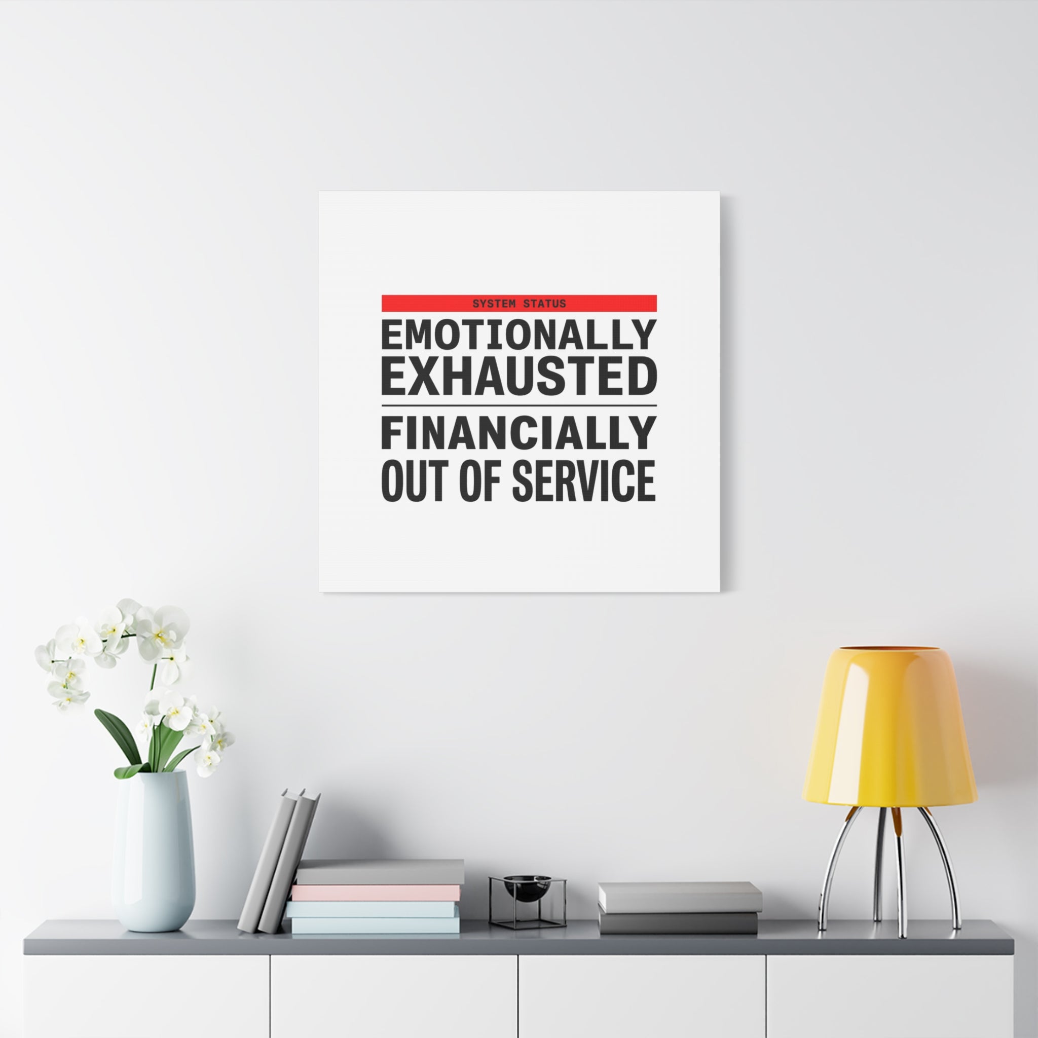 Emotionally Exhausted Financially Out of Service Canvas | cost of living crisis, receipt aesthetic