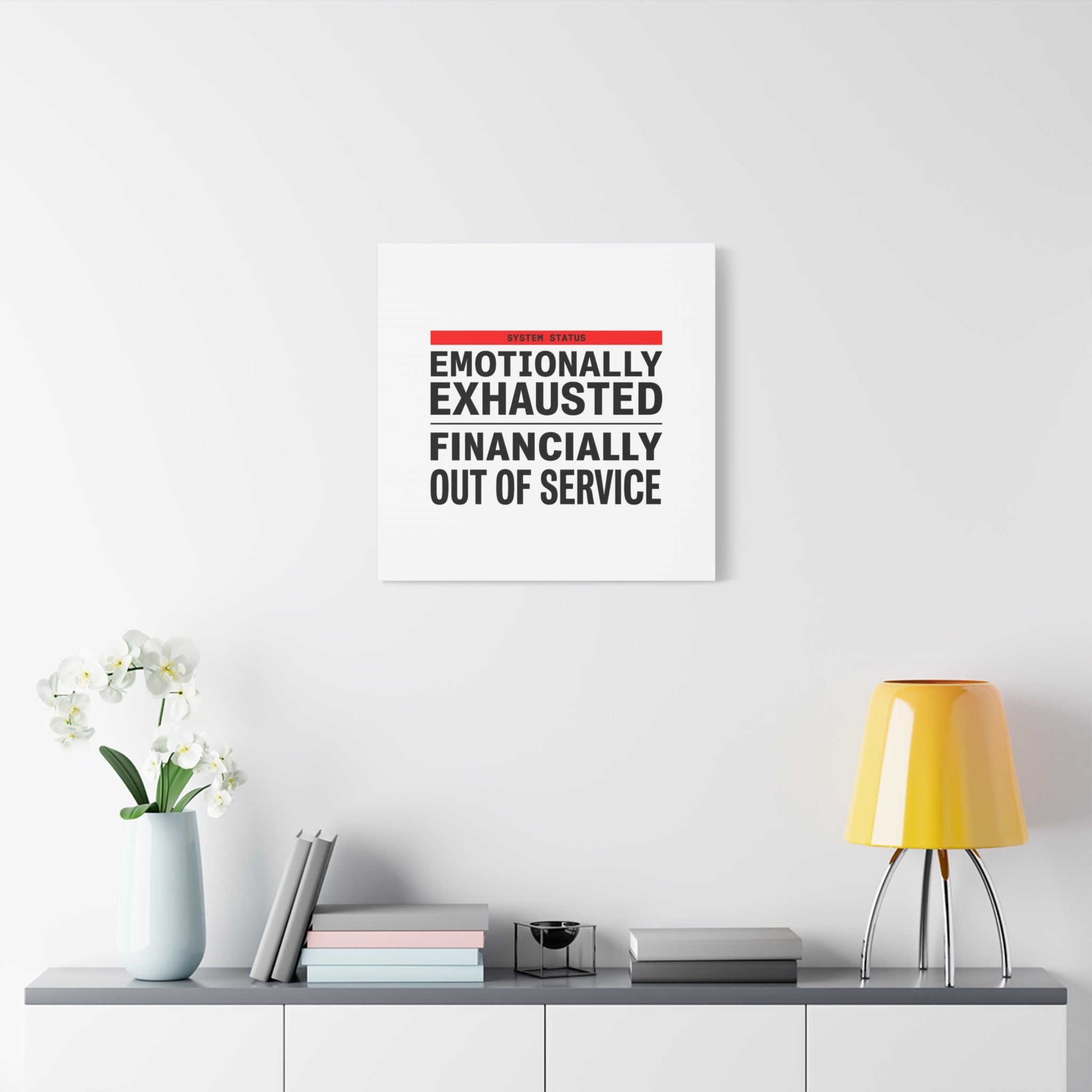 Emotionally Exhausted Financially Out of Service Canvas | cost of living crisis, receipt aesthetic