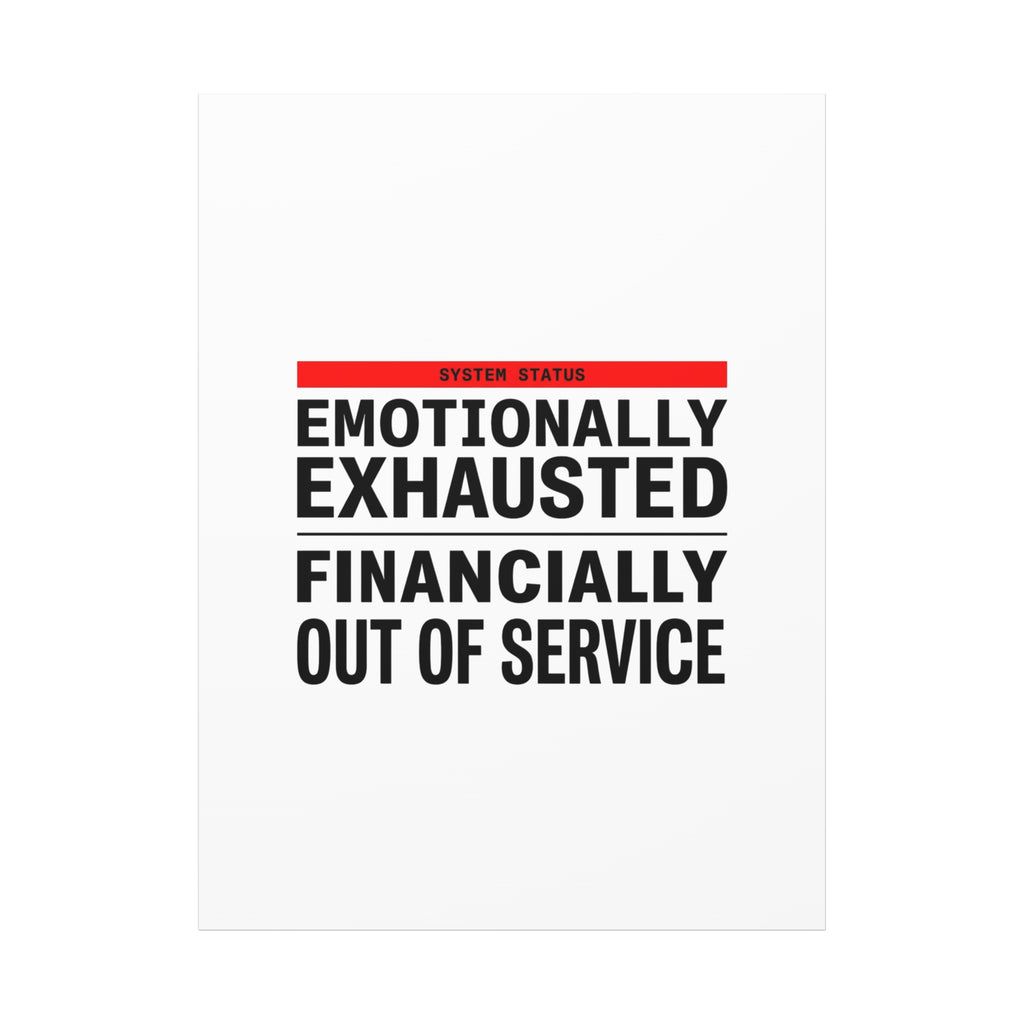 Emotionally Exhausted Financially Out of Service Canvas | cost of living crisis, receipt aesthetic