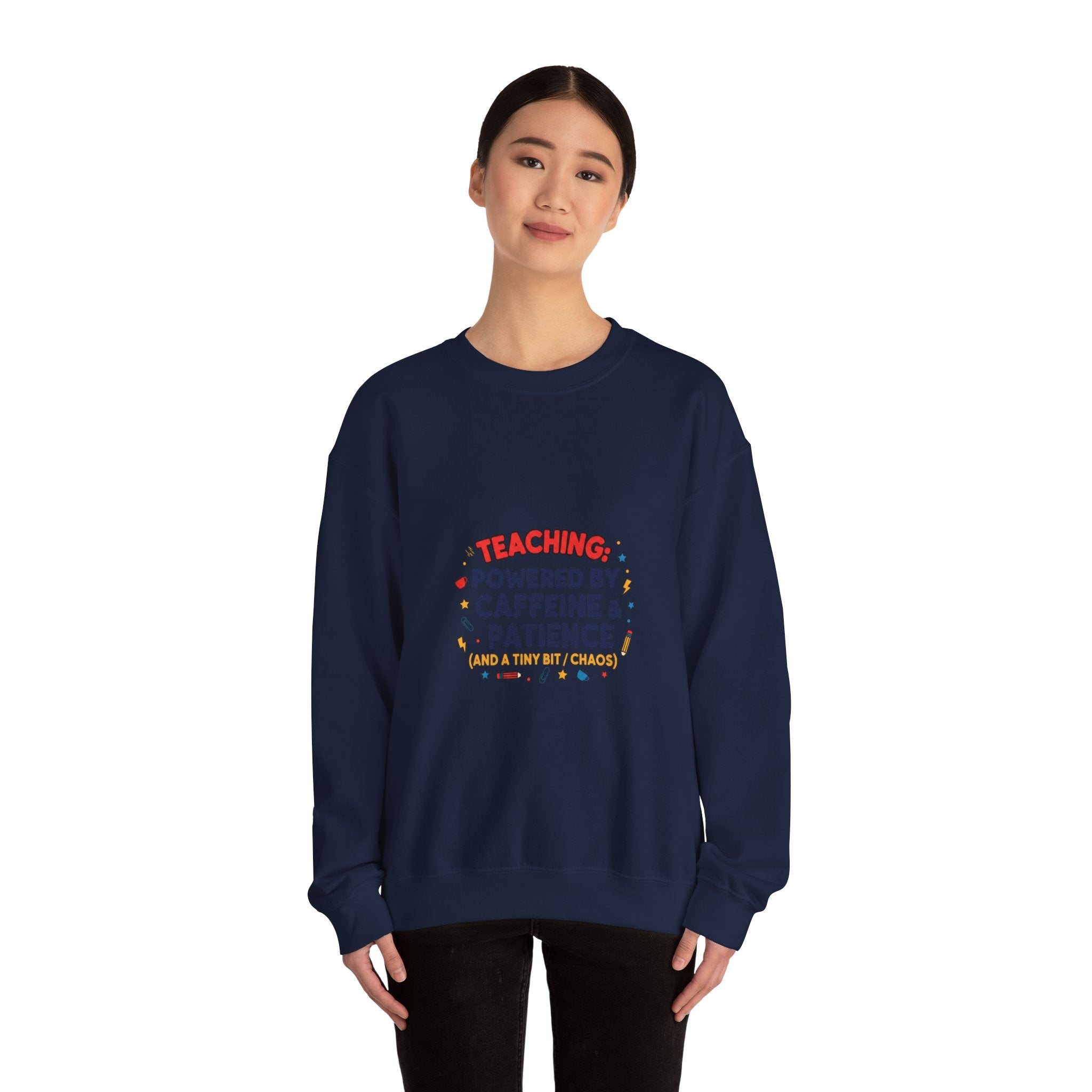 Teaching Powered by Caffeine & Patience Crewneck Sweatshirt | Teacher Appreciation, Teacher Life
