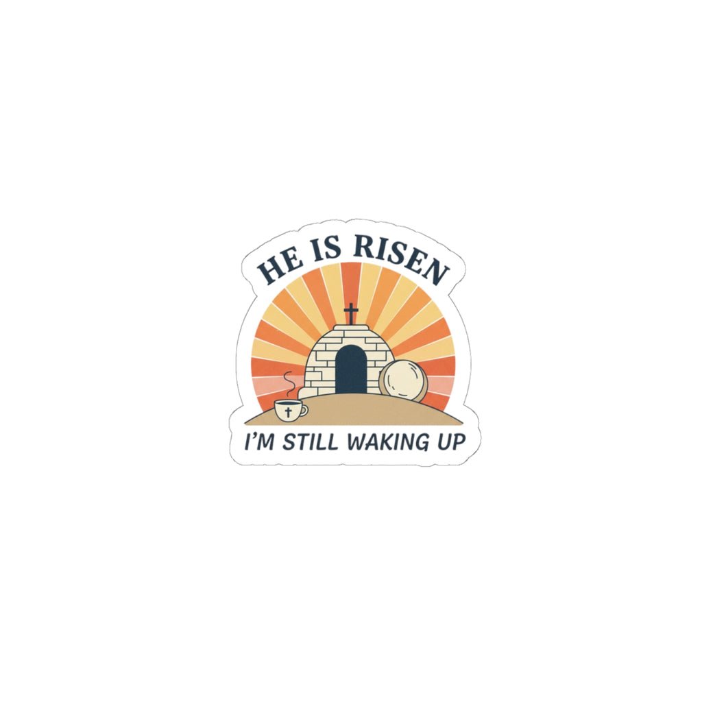 He Is Risen Sticker | Playful Christian Easter, Sunrise Vintage Kiss-Cut
