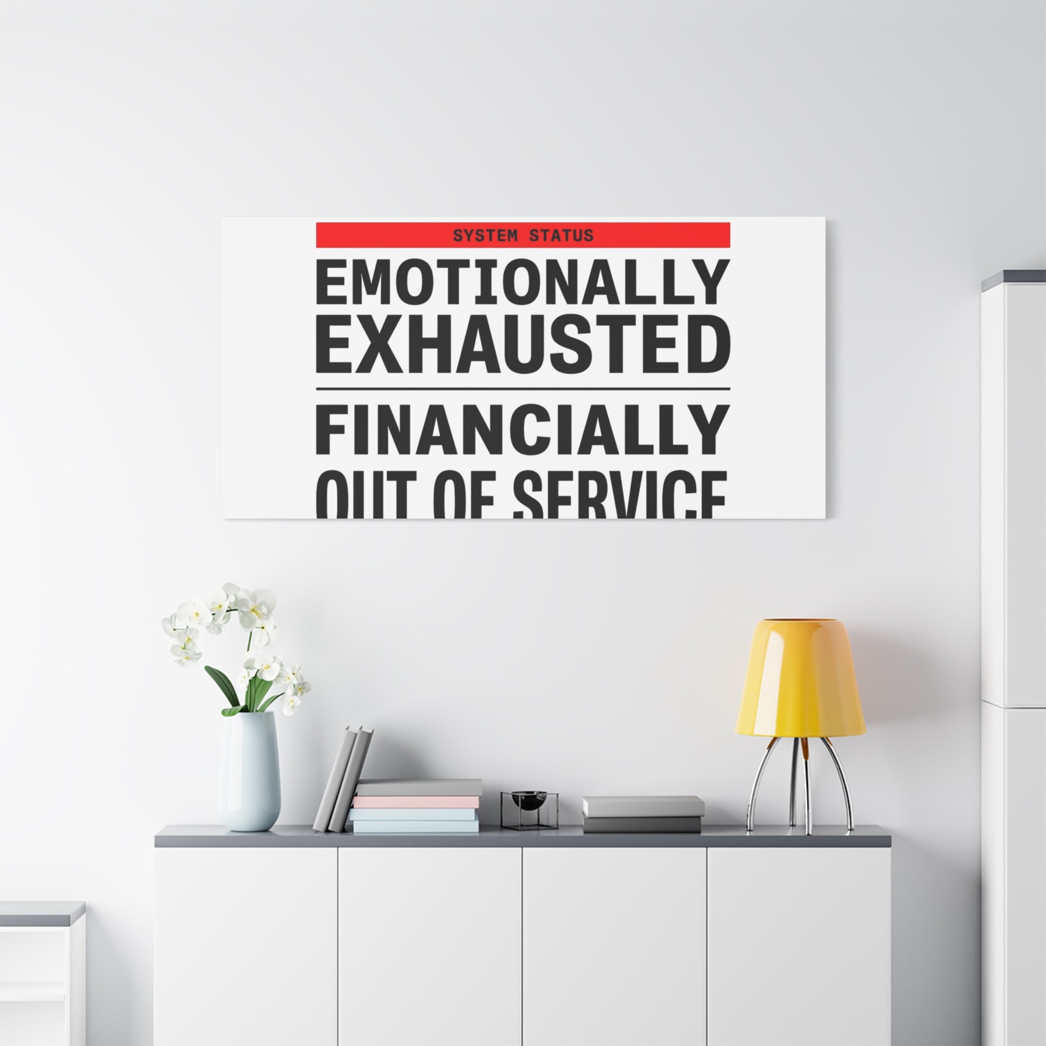Emotionally Exhausted Financially Out of Service Canvas | cost of living crisis, receipt aesthetic