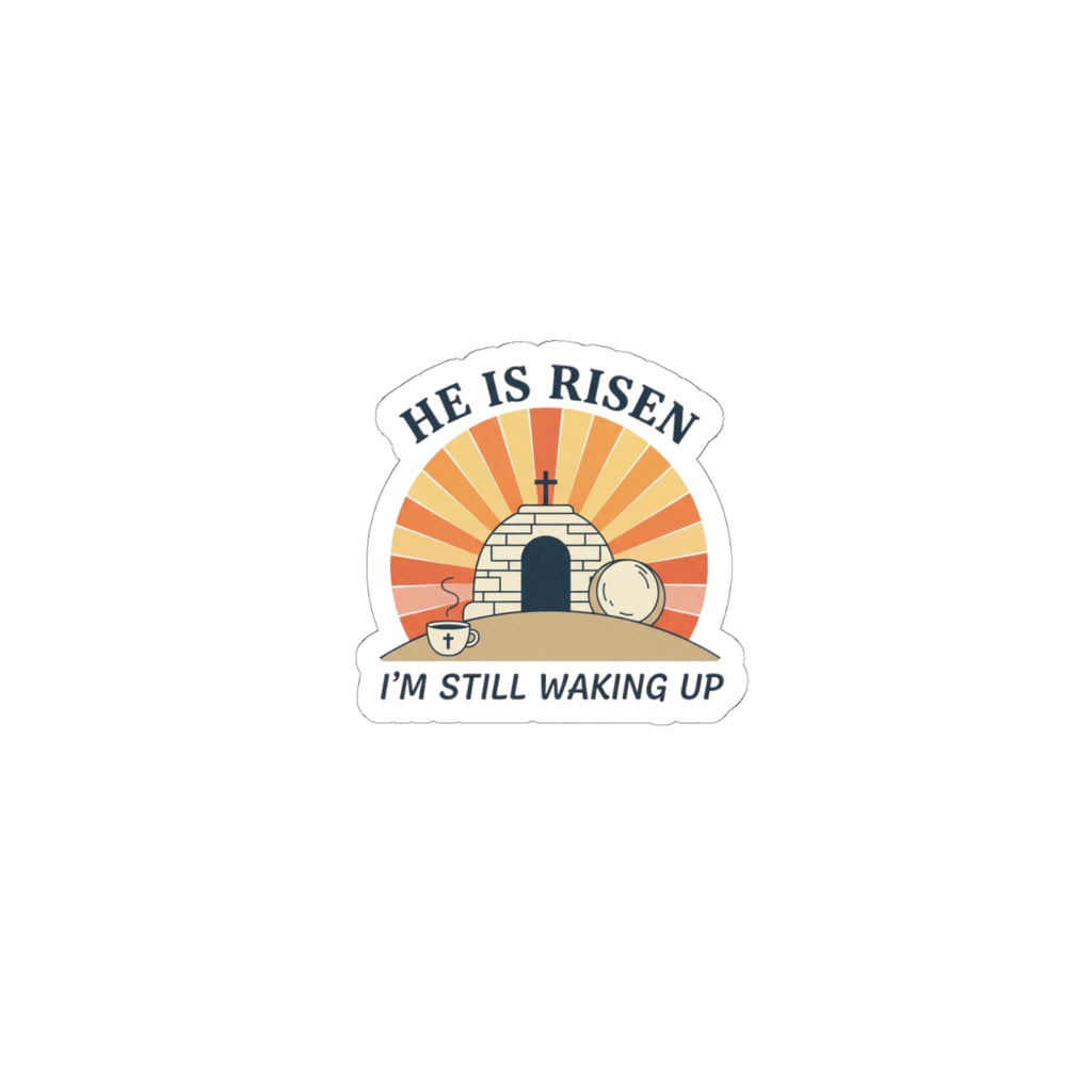 He Is Risen Sticker | Playful Christian Easter, Sunrise Vintage Kiss-Cut