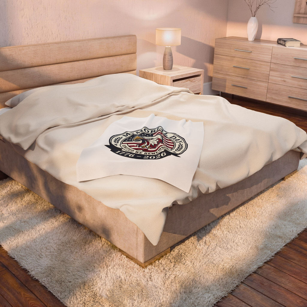 Memorial Day 1776–2026 USA 250 Velveteen Plush Blanket | vintage distressed patriotic