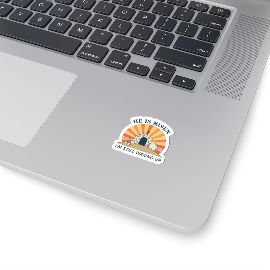 He Is Risen Sticker | Playful Christian Easter, Sunrise Vintage Kiss-Cut