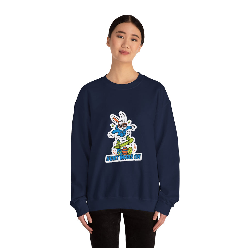 Egg Hunter Skate Bunny Sweatshirt | boys Easter shirt, dinosaur egg, camo Easter