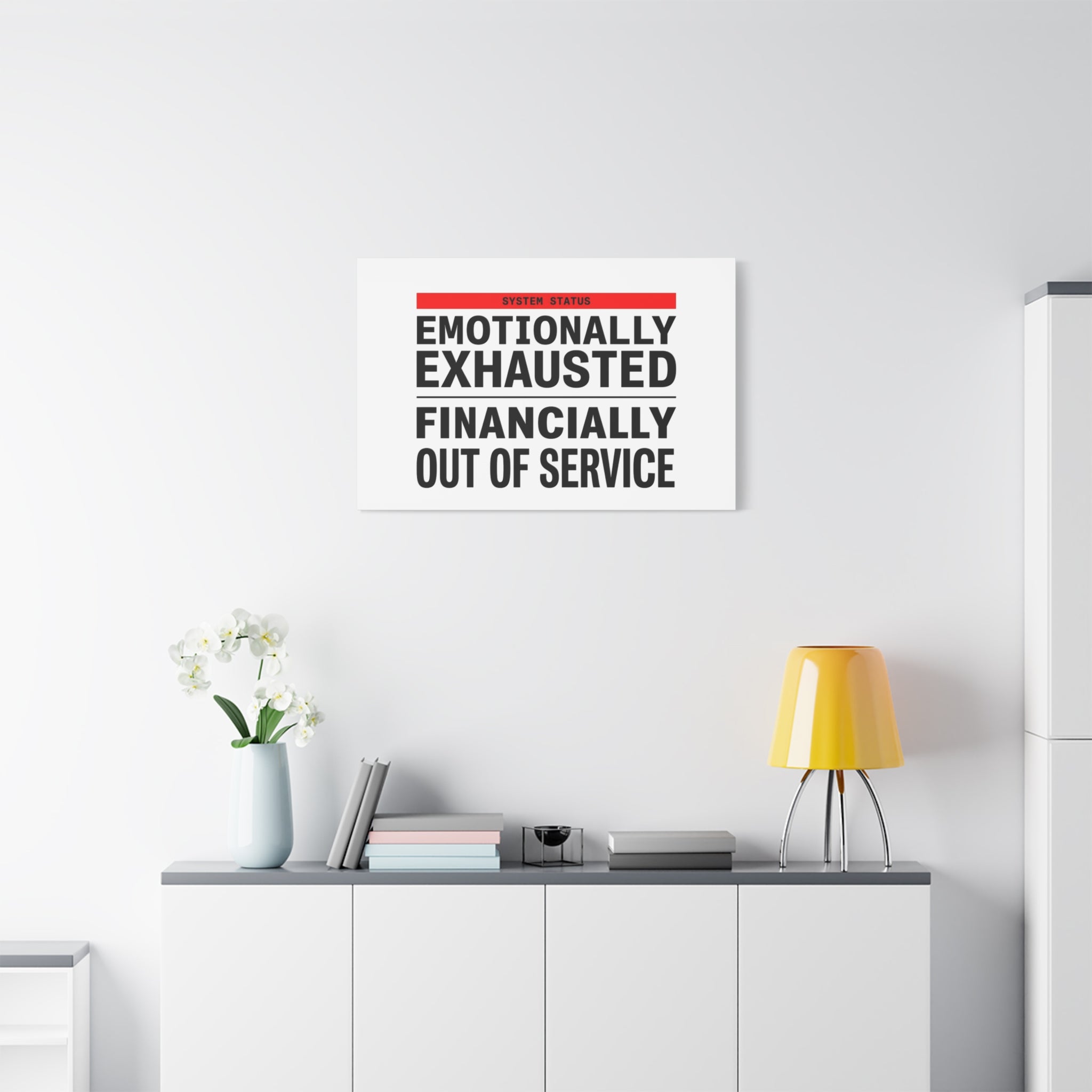 Emotionally Exhausted Financially Out of Service Canvas | cost of living crisis, receipt aesthetic