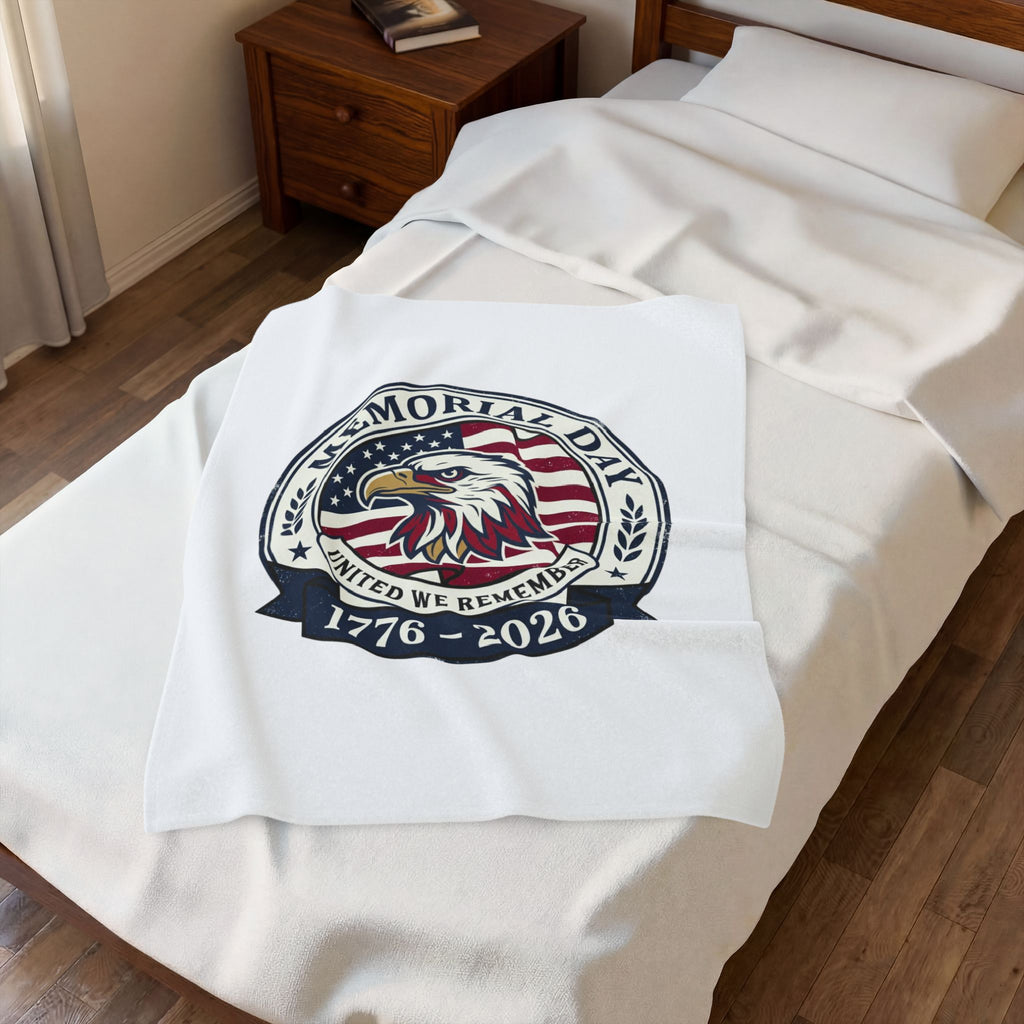 Memorial Day 1776–2026 USA 250 Velveteen Plush Blanket | vintage distressed patriotic
