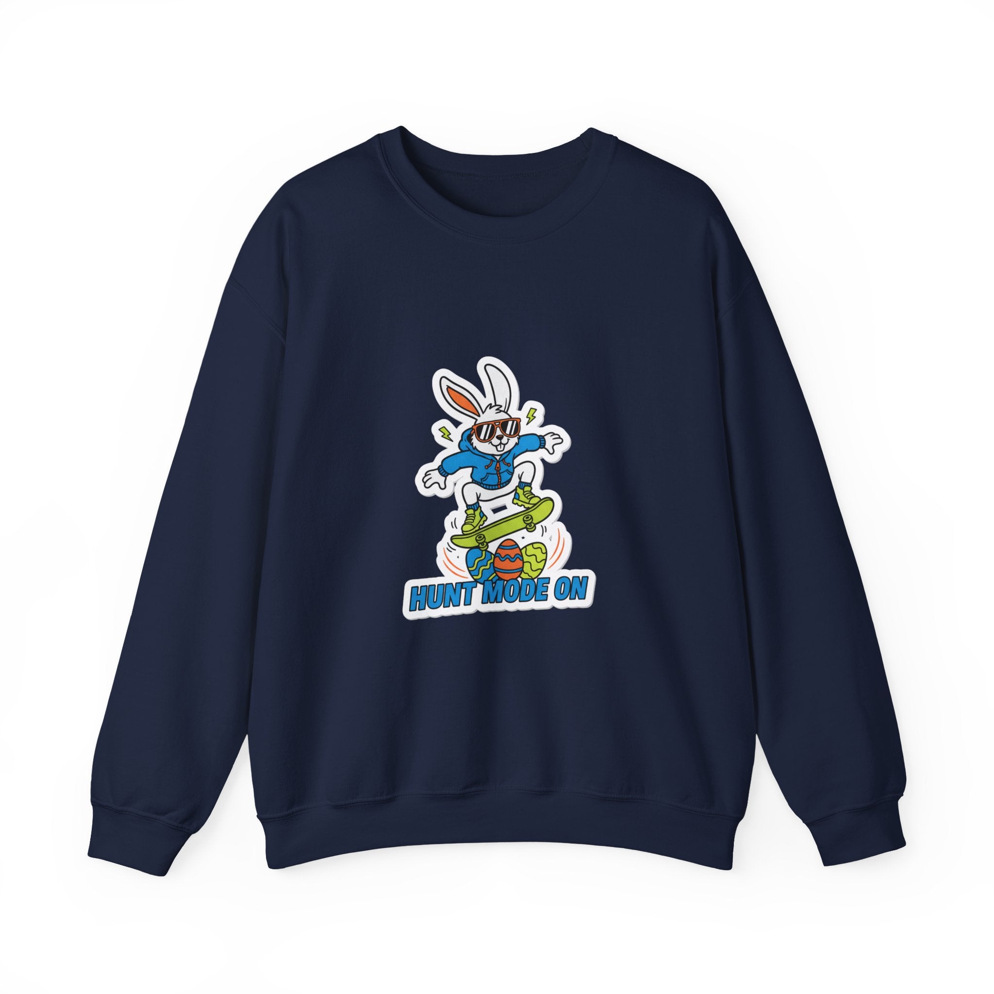 Egg Hunter Skate Bunny Sweatshirt | boys Easter shirt, dinosaur egg, camo Easter