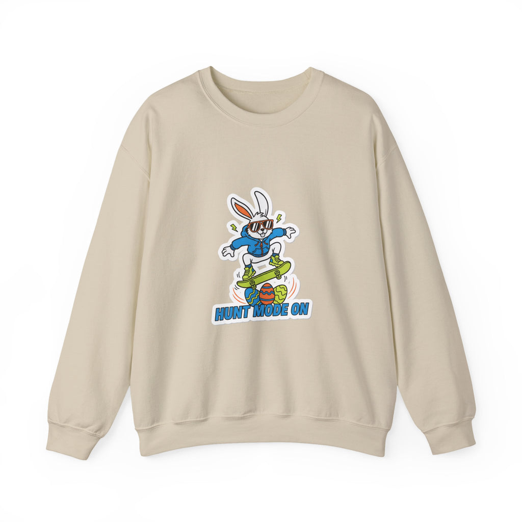 Egg Hunter Skate Bunny Sweatshirt | boys Easter shirt, dinosaur egg, camo Easter