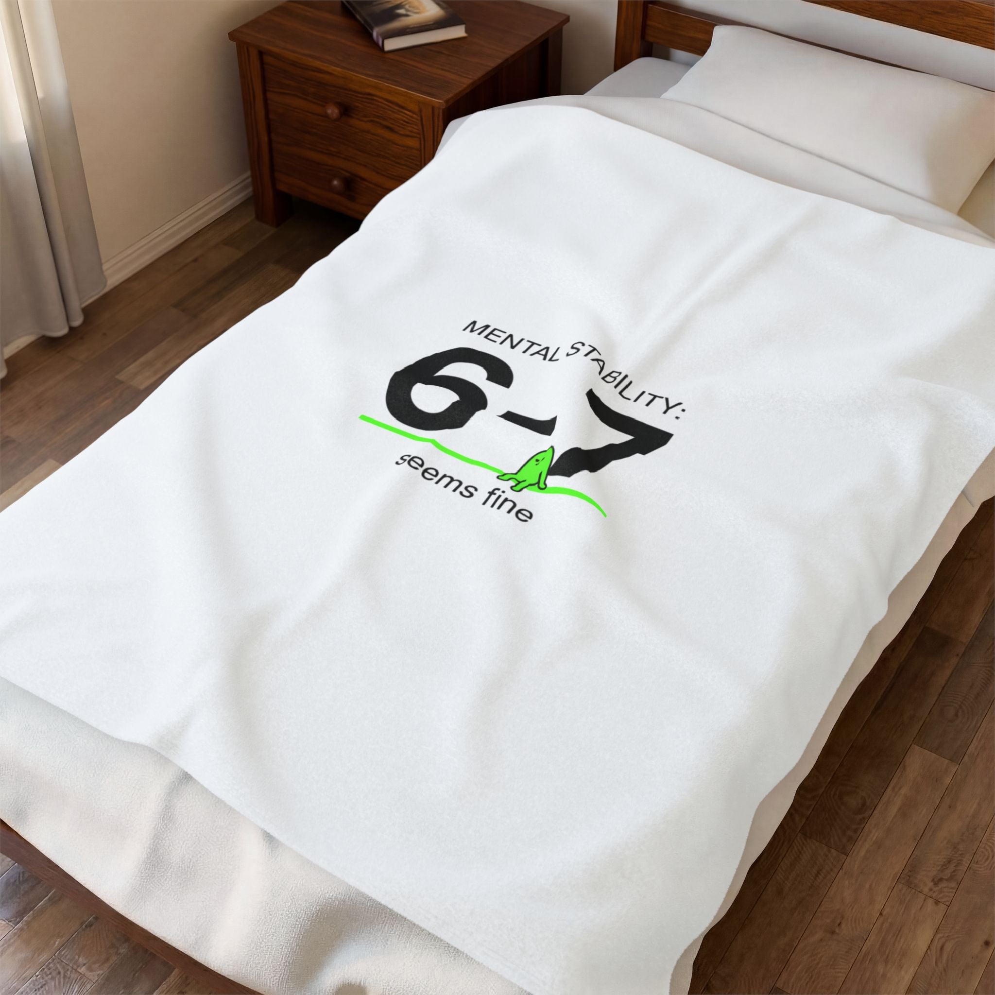 6-7 meme linen text Velveteen Plush Blanket | absurdist humor, minimalist type