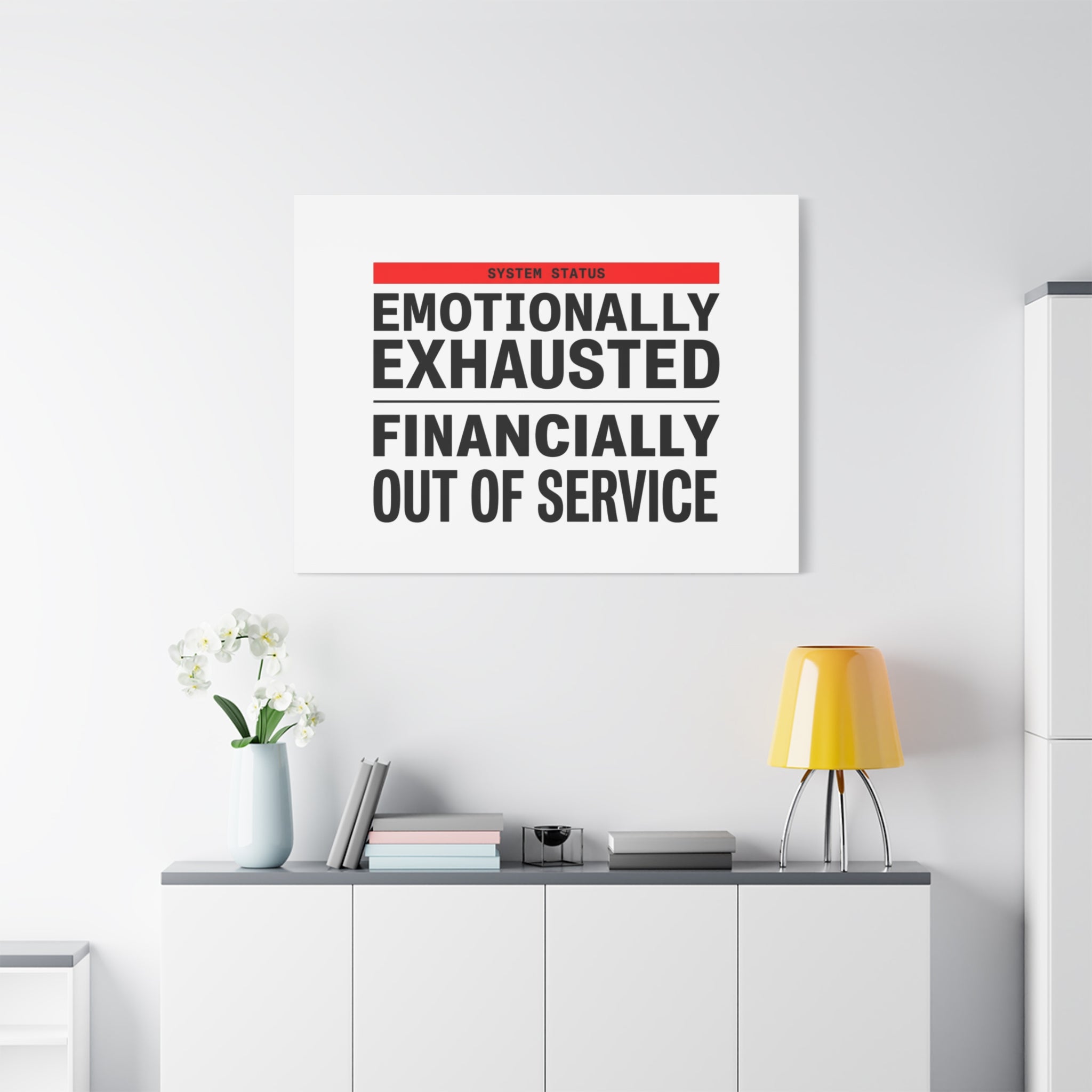 Emotionally Exhausted Financially Out of Service Canvas | cost of living crisis, receipt aesthetic